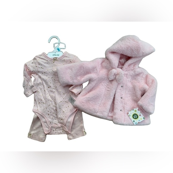 Little Me 6 Month NWT 3-Piece Set With Faux Fur Coat - Picture 1 of 8
